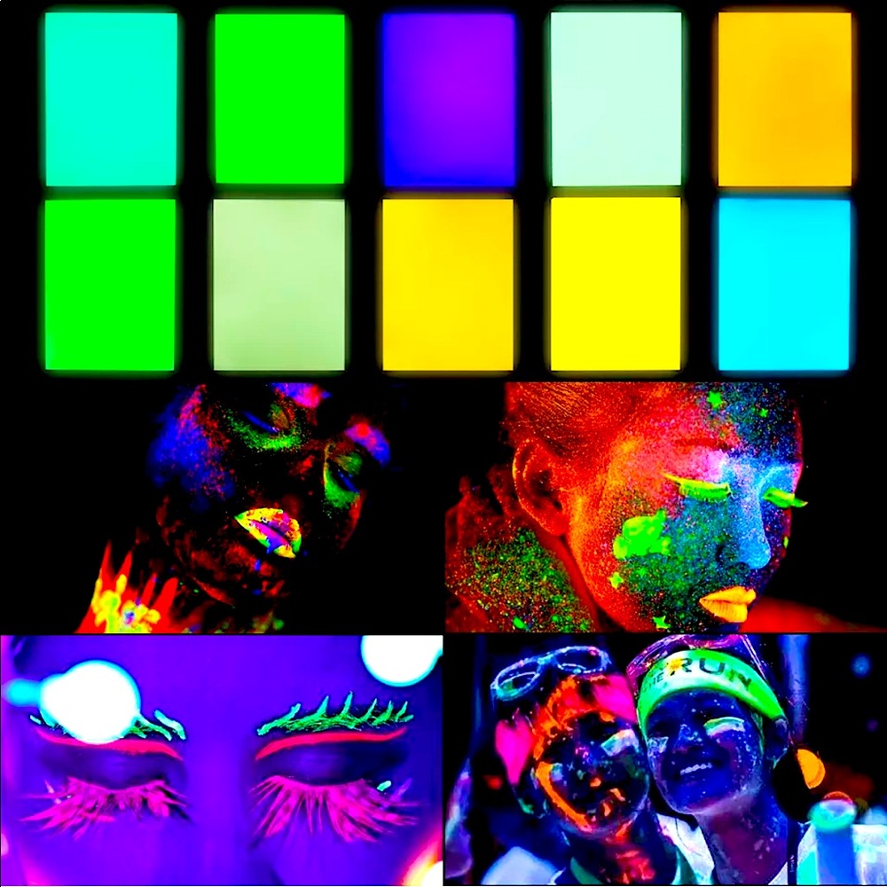 UV Neon Mica Pigment Powders • Multi-Use: Nails, Makeup, Body Art, Arts & Crafts - Picture 1 of 9